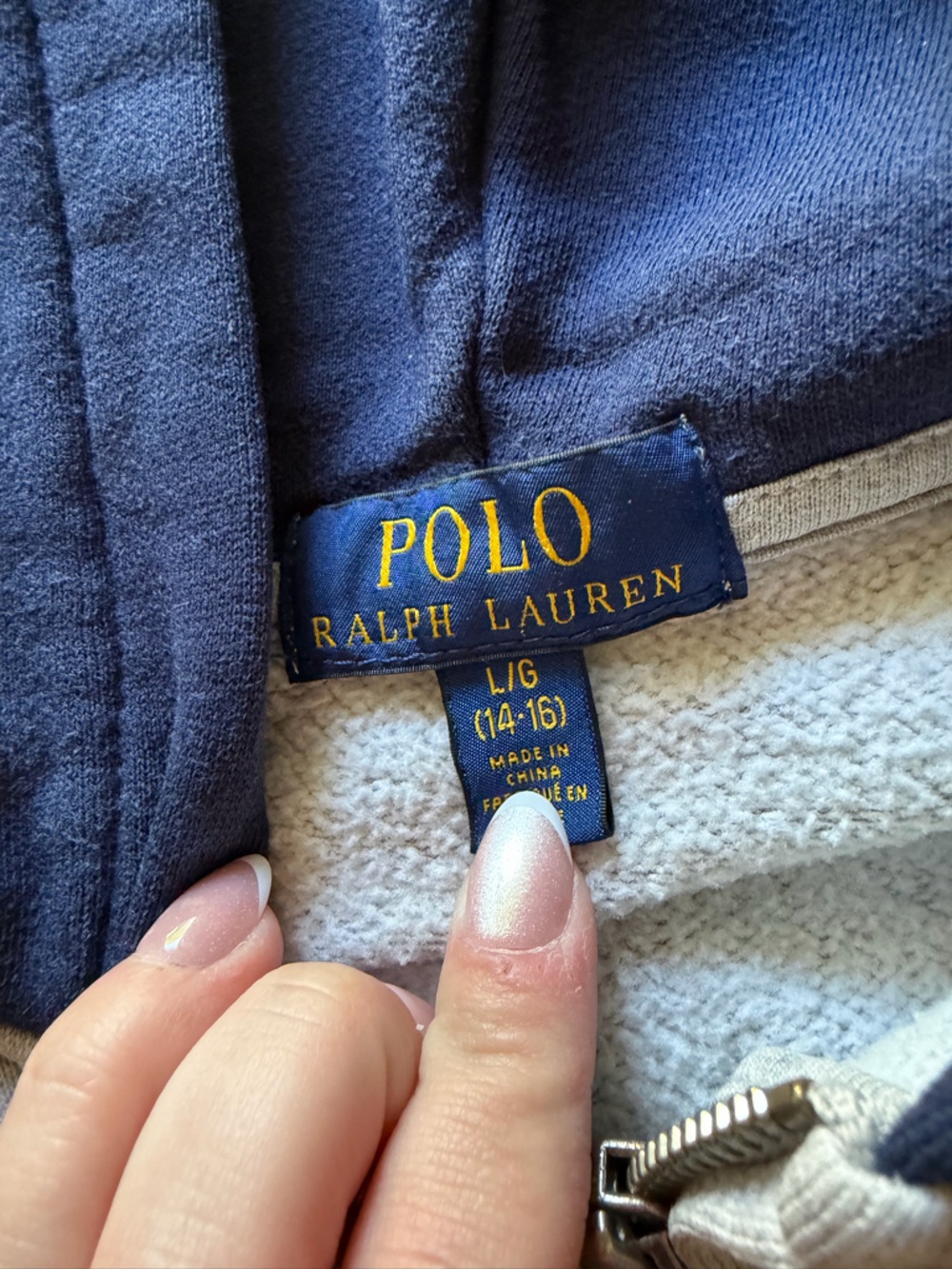 Boys Ralph Lauren Polo zip-up jacket USA casual cotton preppy logo navy grey - Picture 3 of 5
